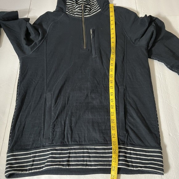Lululemon Mens Quarter Zip Hoodie Size M Striped Navy Blue - Picture 5 of 7